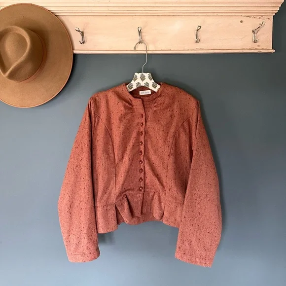 Krista Larson rust Wool Jacket OS sz M/L - Picture 3 of 14
